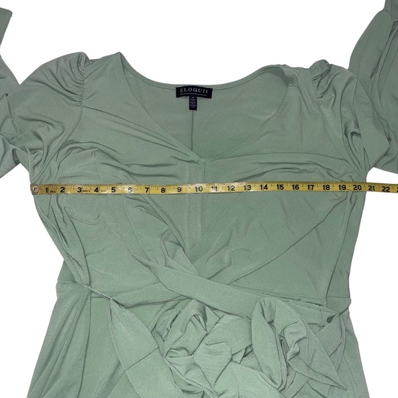 Eloquii Women's Green Long Sleeve Maxi V-Neck Cross Front W/Tie Belt Sz… - Picture 9 of 15